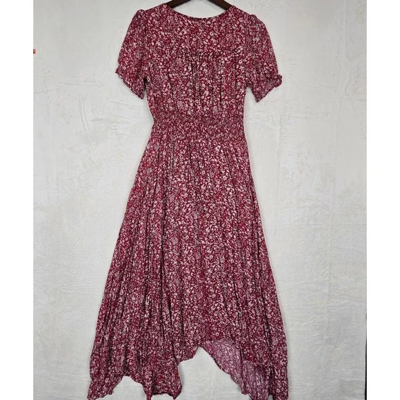 Hayden Los Angeles Floral Ruched Waist Maxi Dress Asymmetrical Hem Size Medium - Picture 3 of 11